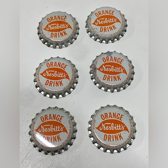 Antique Unused Cork Lined NESBITT’S ORANGE DRINK Soda Bottle Caps (lot of 6) - Picture 1 of 8